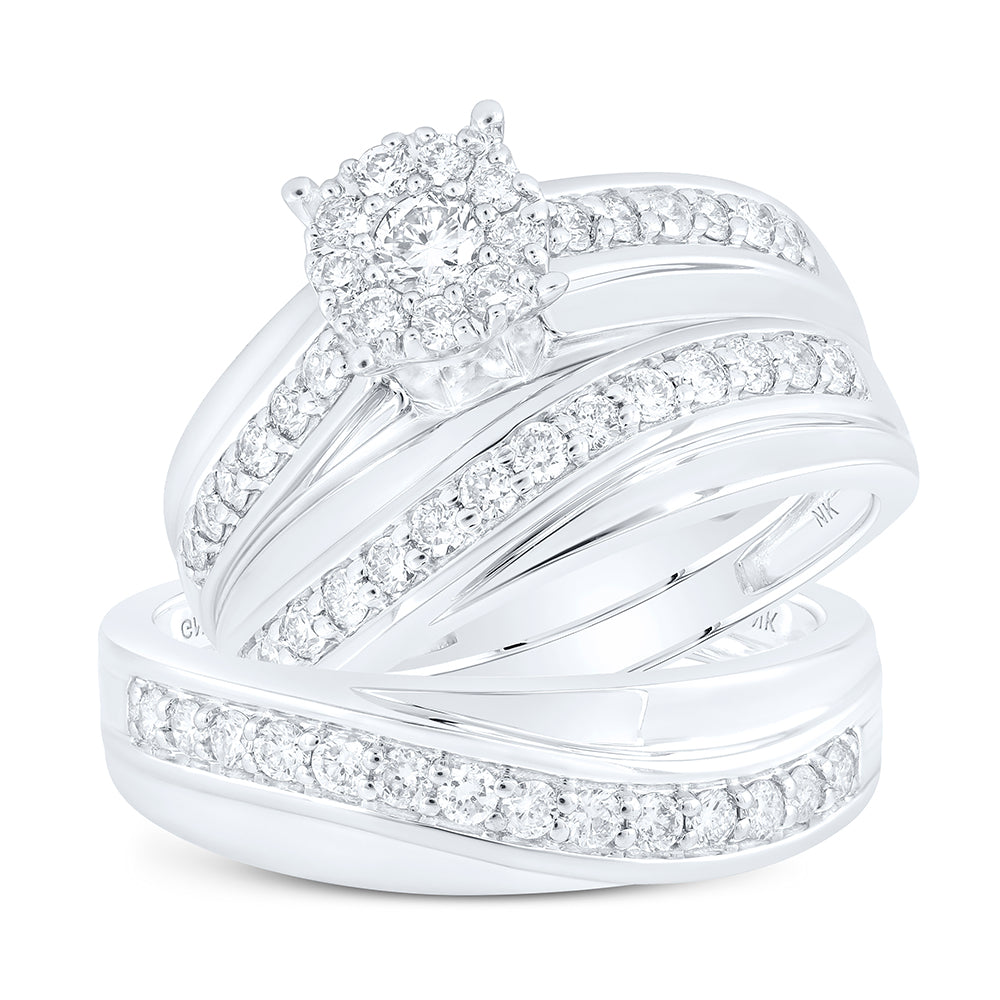 1CTW-DIA NK ROUND SHAPE TRIO SET