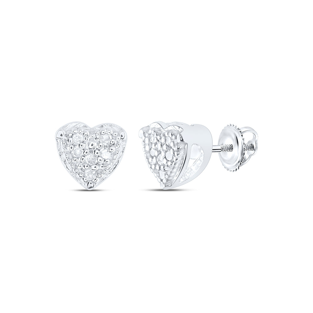 Sterling Silver 1/20Ctw-Dia Gift Heart Earring