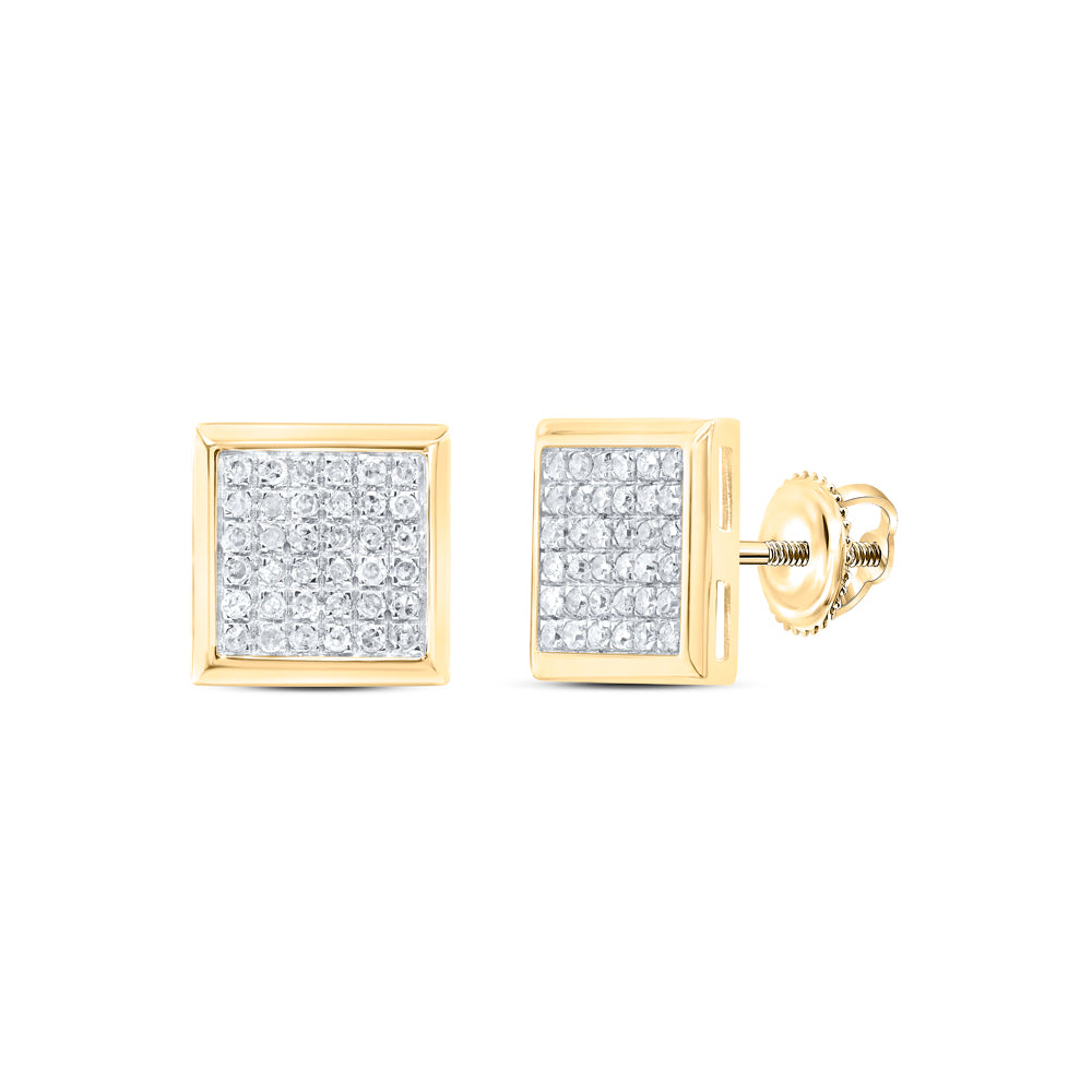 10Kt Gold 3/8Ctw Dia P3 Micro-Pave Square Earrings