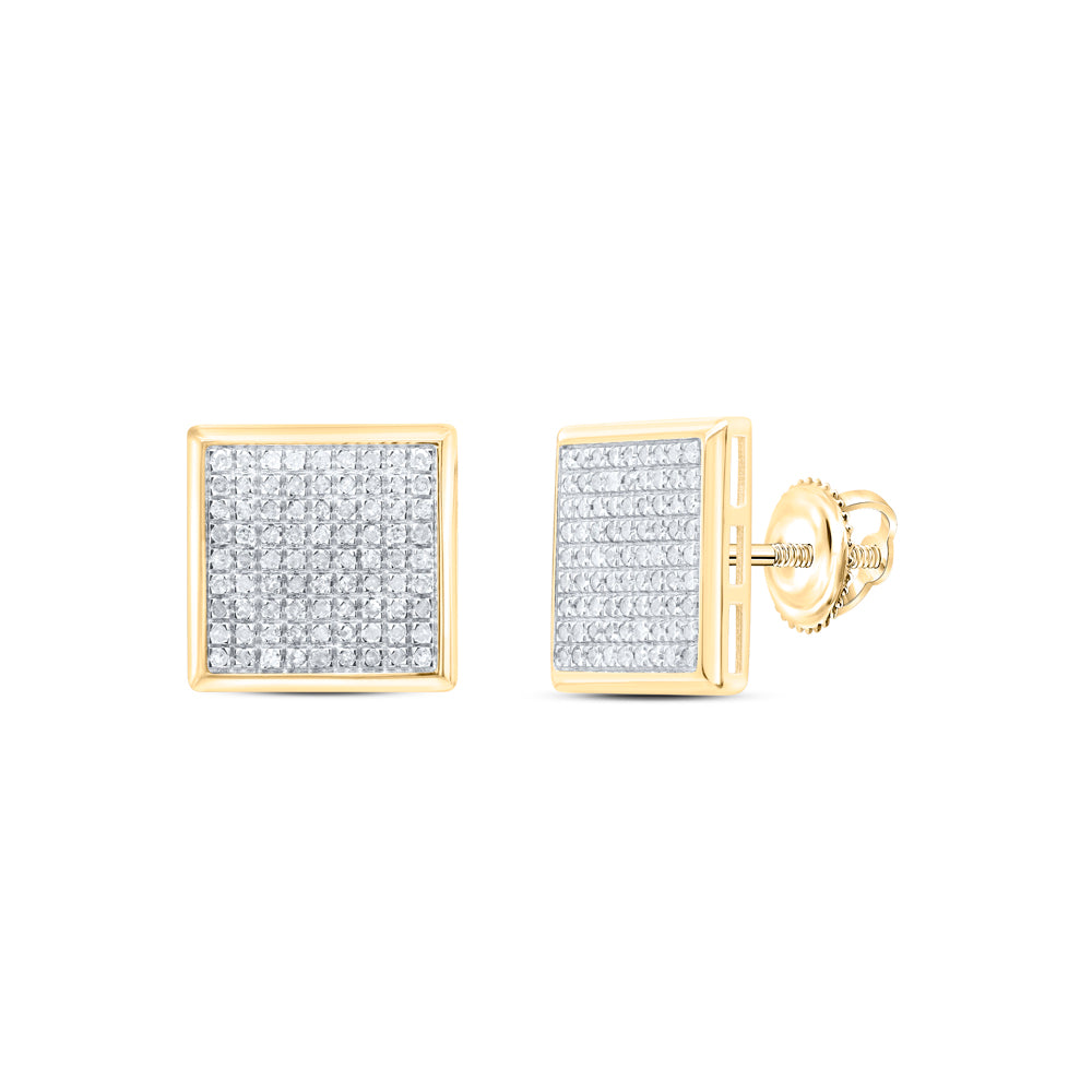 10Kt Gold 5/8Ctw Dia P3 Micro-Pave Square Earrings