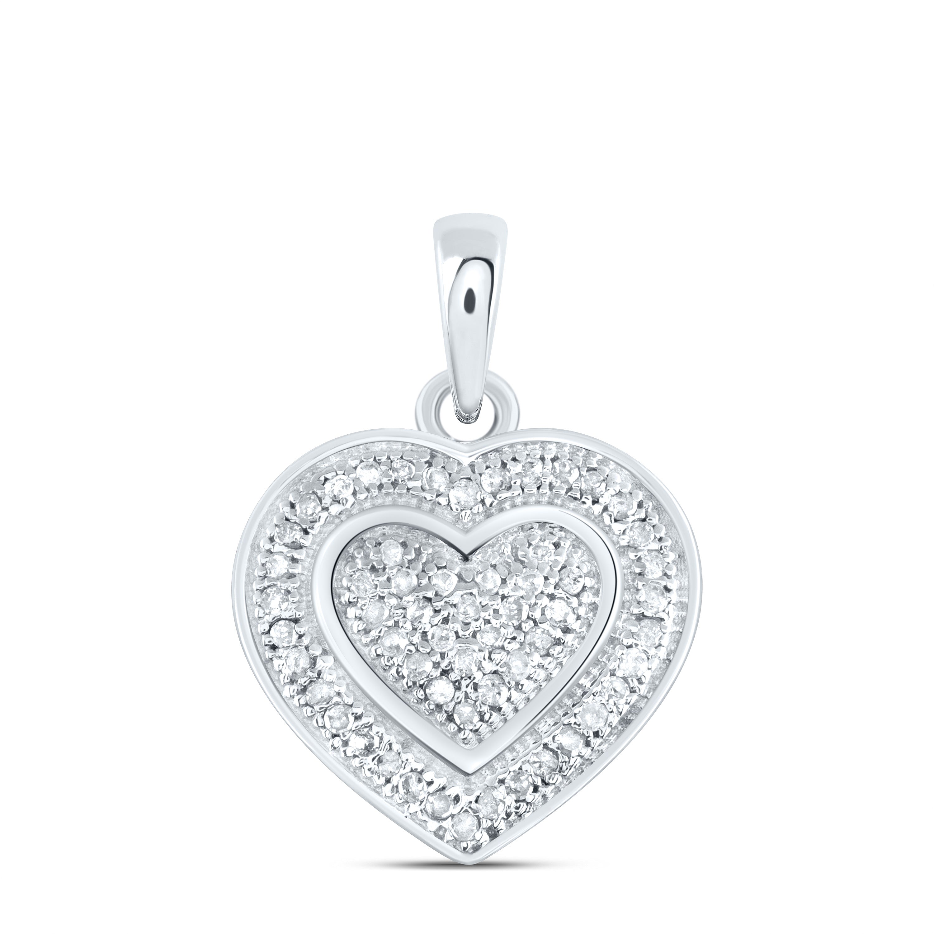 Sterling Silver 1/8 Ctw-Dia P4 Gift Heart Pendant