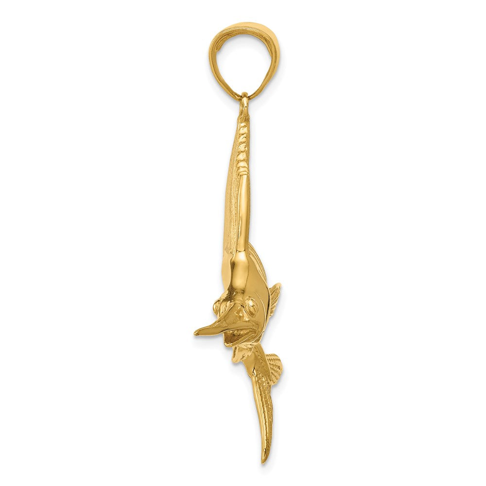 14k Yellow Gold 55 mm Sailfish Pendant (11.11 grams)