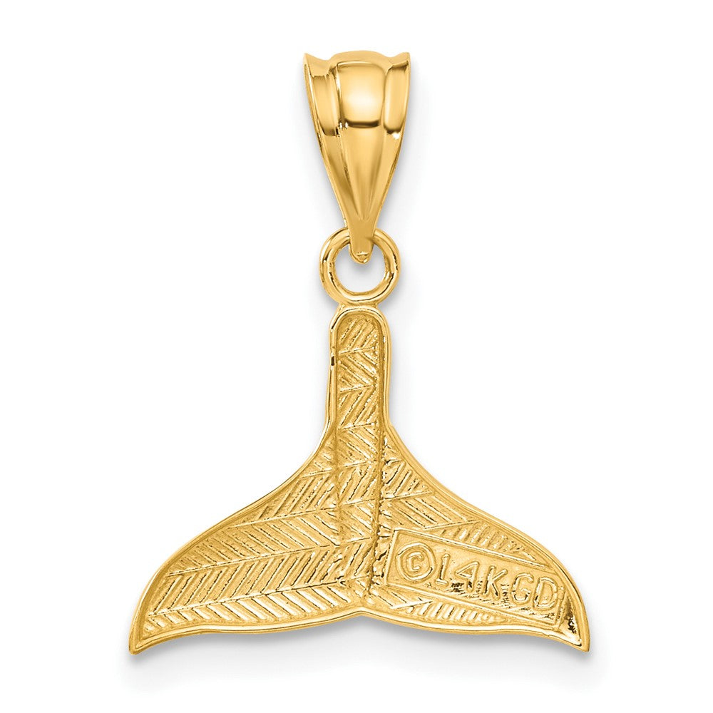 14k Yellow Gold 15 mm Solid Polished Open-Backed Whale Tail Pendant (0.71 grams)
