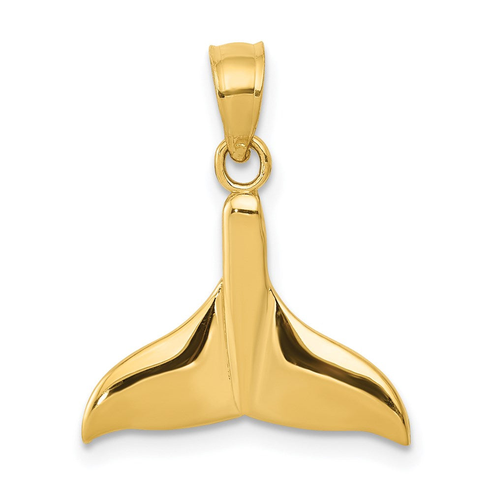 14k Yellow Gold 15 mm Solid Polished Open-Backed Whale Tail Pendant (0.71 grams)