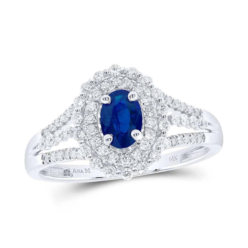 3/8Ctw-Dia Ana M 6X4Mm Sapp-Ov Nat Gem Ring (4.8 grams)