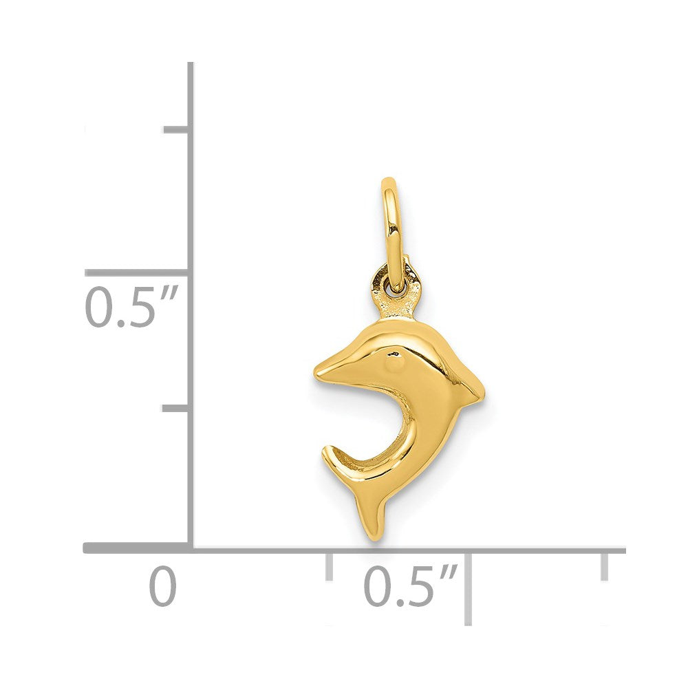 14k Yellow Gold 7 mm Dolphin Charm (0.27 grams)