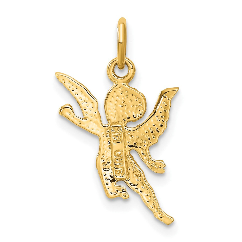 14k Yellow Gold 14 mm Diamond-cut Angel Charm (1.2 grams)