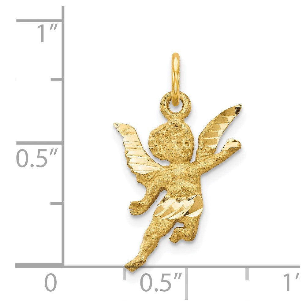 14k Yellow Gold 14 mm Diamond-cut Angel Charm (1.2 grams)