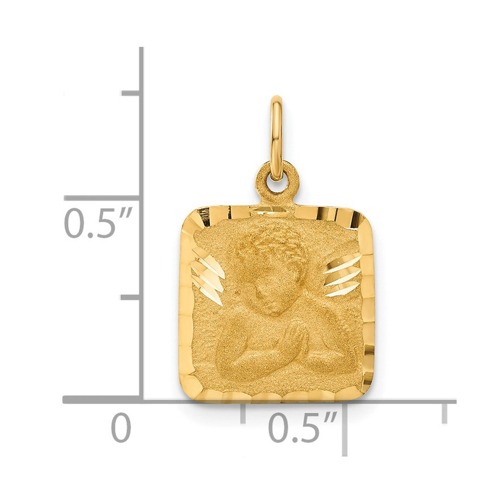 14k Yellow Gold 13 mm Satin and Diamond-Cut Angel Charm (1.43 grams)