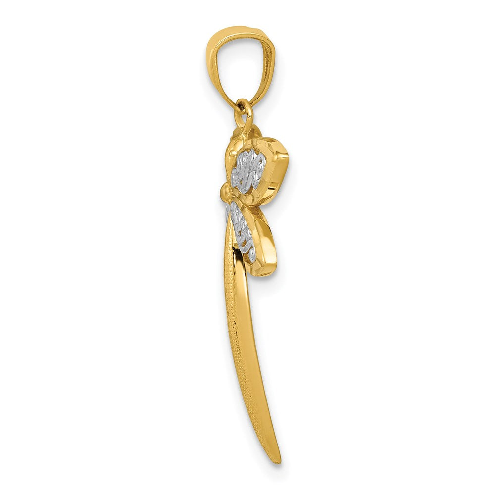 14k Yellow & Rhodium 30 mm  Dragonfly Pendant (1.61 grams)
