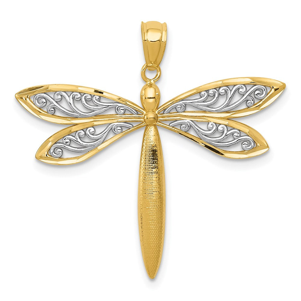 14k Yellow & Rhodium 30 mm  Dragonfly Pendant (1.61 grams)