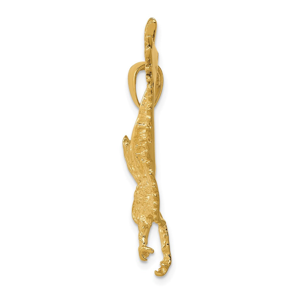 14k Yellow Gold 31 mm Textured Eagle Landing Pendant (3.23 grams)