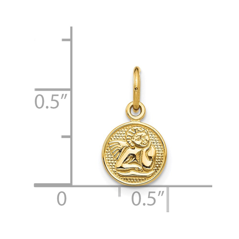 14k Yellow Gold 13 mm Small Polished Angel Charm