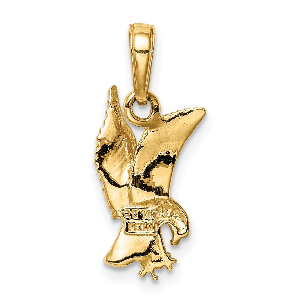 14k Yellow Gold 9 mm Eagle Landing Pendant (1.17 grams)