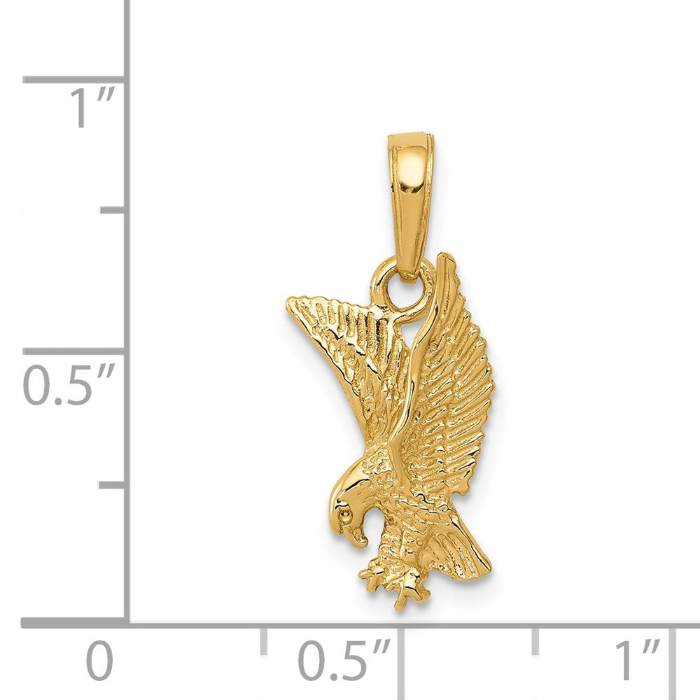 14k Yellow Gold 9 mm Eagle Landing Pendant (1.17 grams)