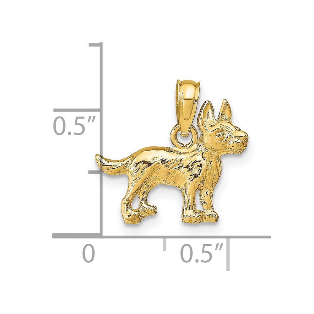 14k Yellow Gold 16 mm Terrier Dog Pendant (1.24 grams)