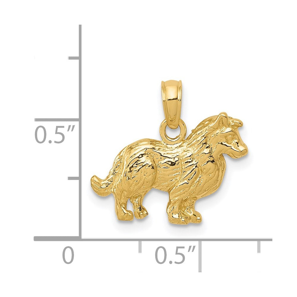 14k Yellow Gold 17 mm Collie Dog Pendant (1.49 grams)