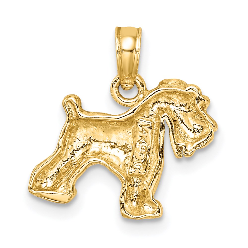 14k Yellow Gold 15 mm Schnauzer Dog Pendant (1.47 grams)