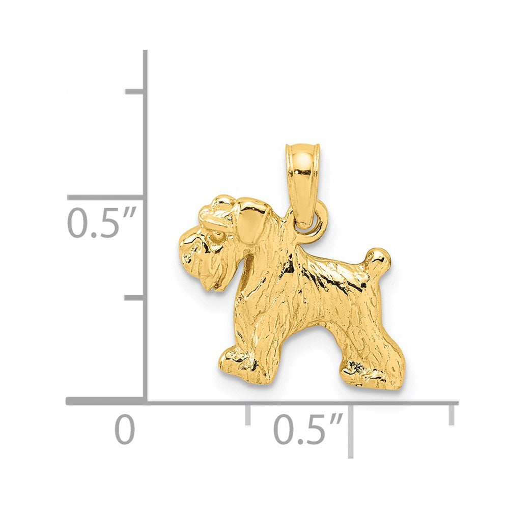 14k Yellow Gold 15 mm Schnauzer Dog Pendant (1.47 grams)