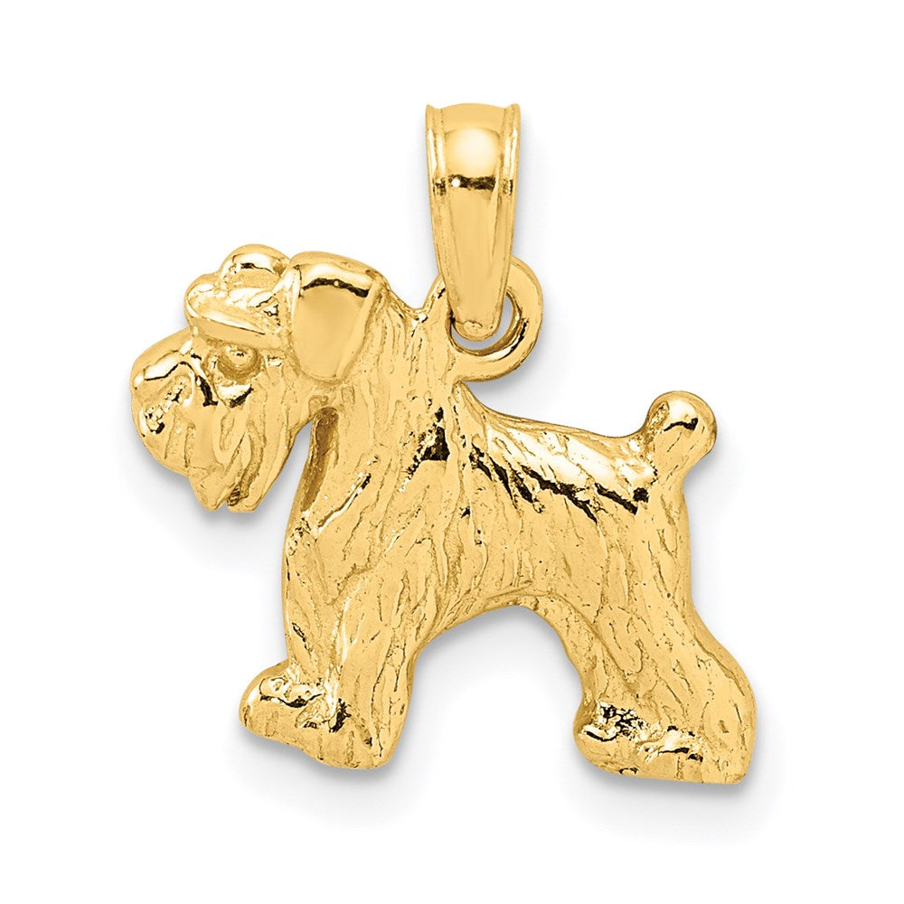 14k Yellow Gold 15 mm Schnauzer Dog Pendant (1.47 grams)