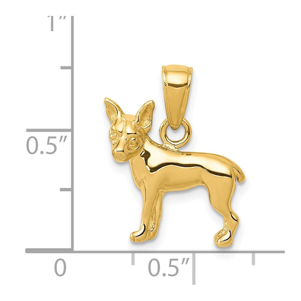 14k Yellow Gold 16 mm Chihuahua Dog Pendant (1.68 grams)