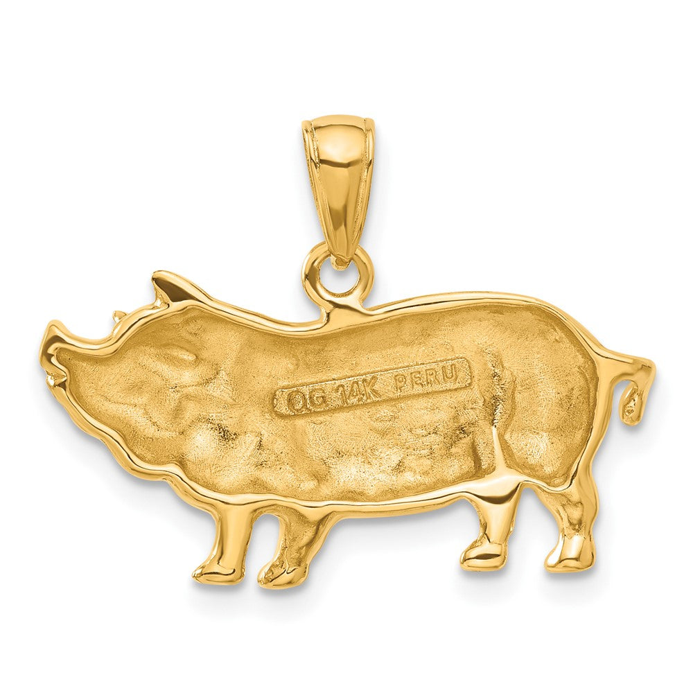 14k Yellow Gold 28.5 mm Pot Belly Pig Pendant (4.08 grams)