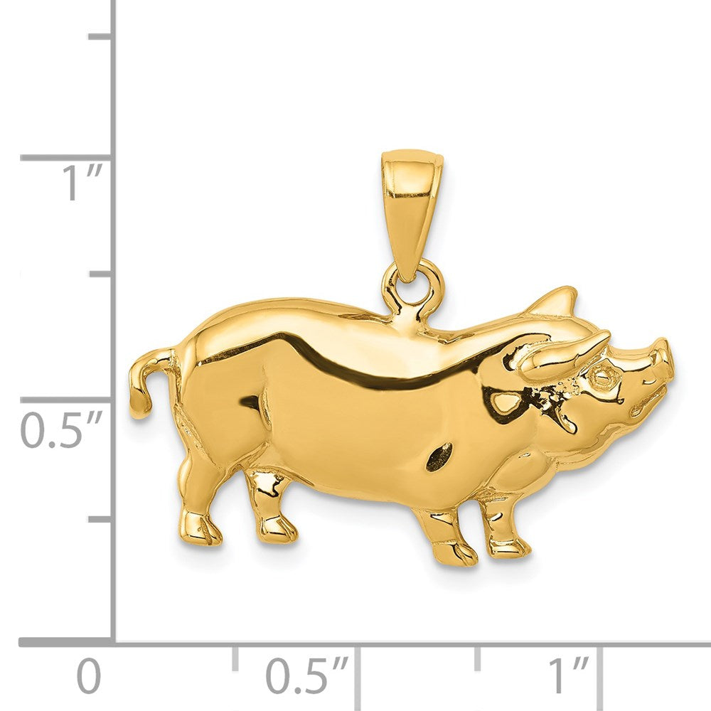 14k Yellow Gold 28.5 mm Pot Belly Pig Pendant (4.08 grams)
