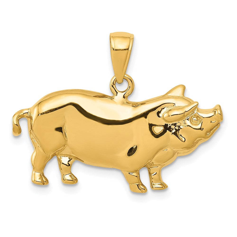 14k Yellow Gold 28.5 mm Pot Belly Pig Pendant (4.08 grams)
