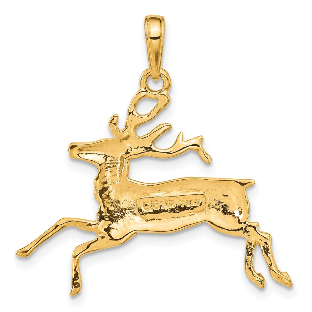 14k Yellow Gold 30 mm Deer Running Pendant (2.27 grams)