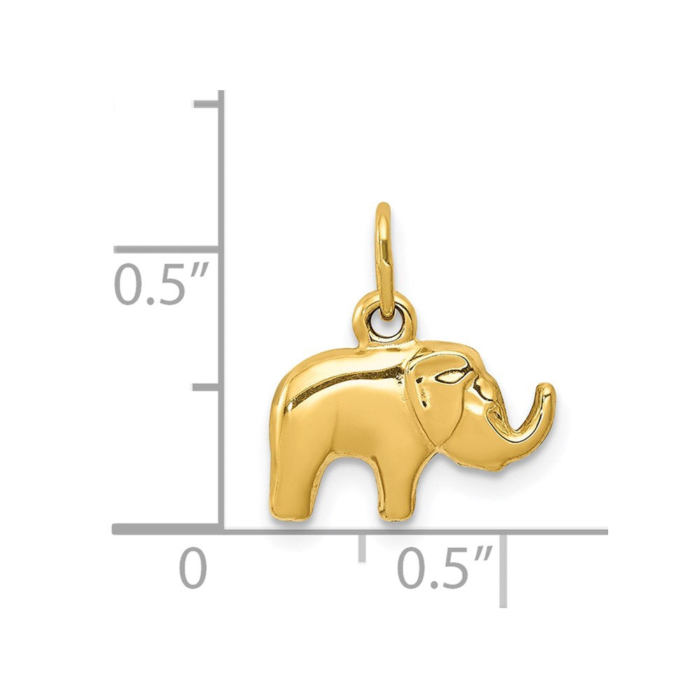 14k Yellow Gold 13 mm Elephant Charm (0.41 grams)
