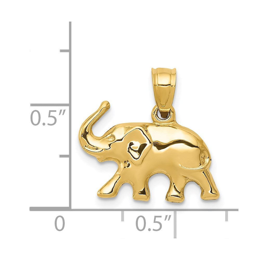 14k Yellow Gold 17 mm 3-D Elephant Pendant (0.73 grams)