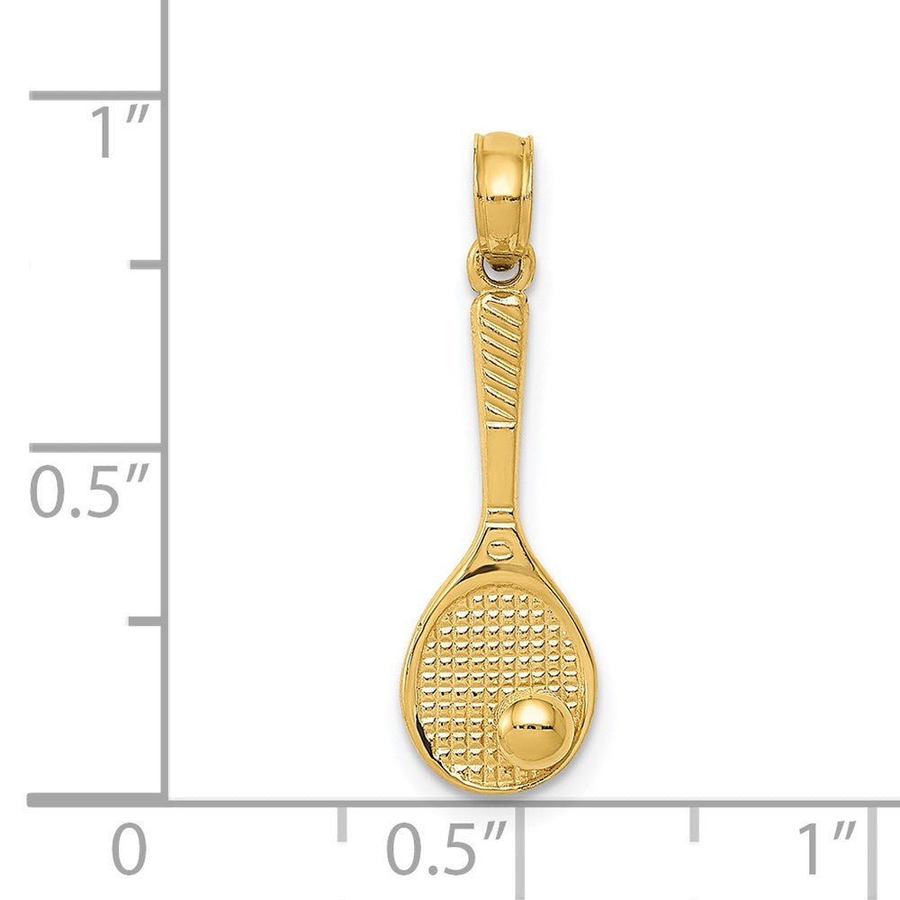 14k Yellow Gold 7 mm Tennis Racquet and Ball Charm (0.72 grams)