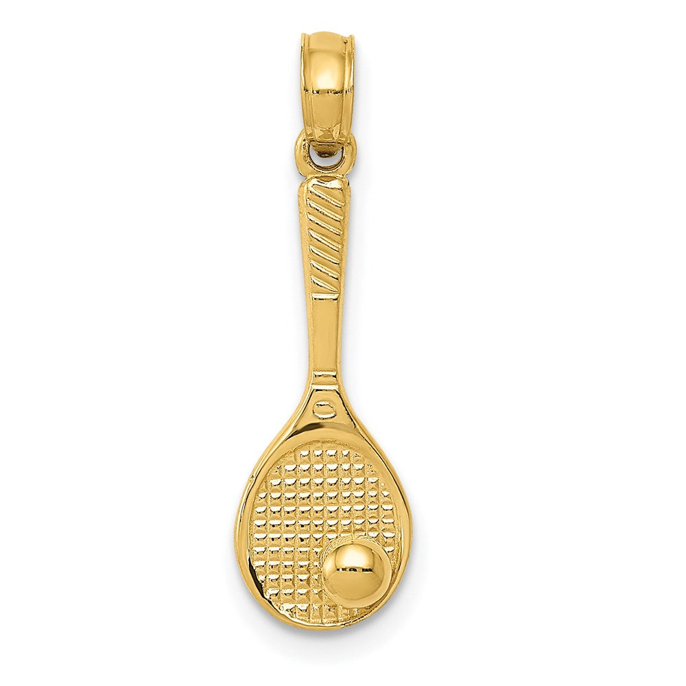 14k Yellow Gold 7 mm Tennis Racquet and Ball Charm (0.72 grams)