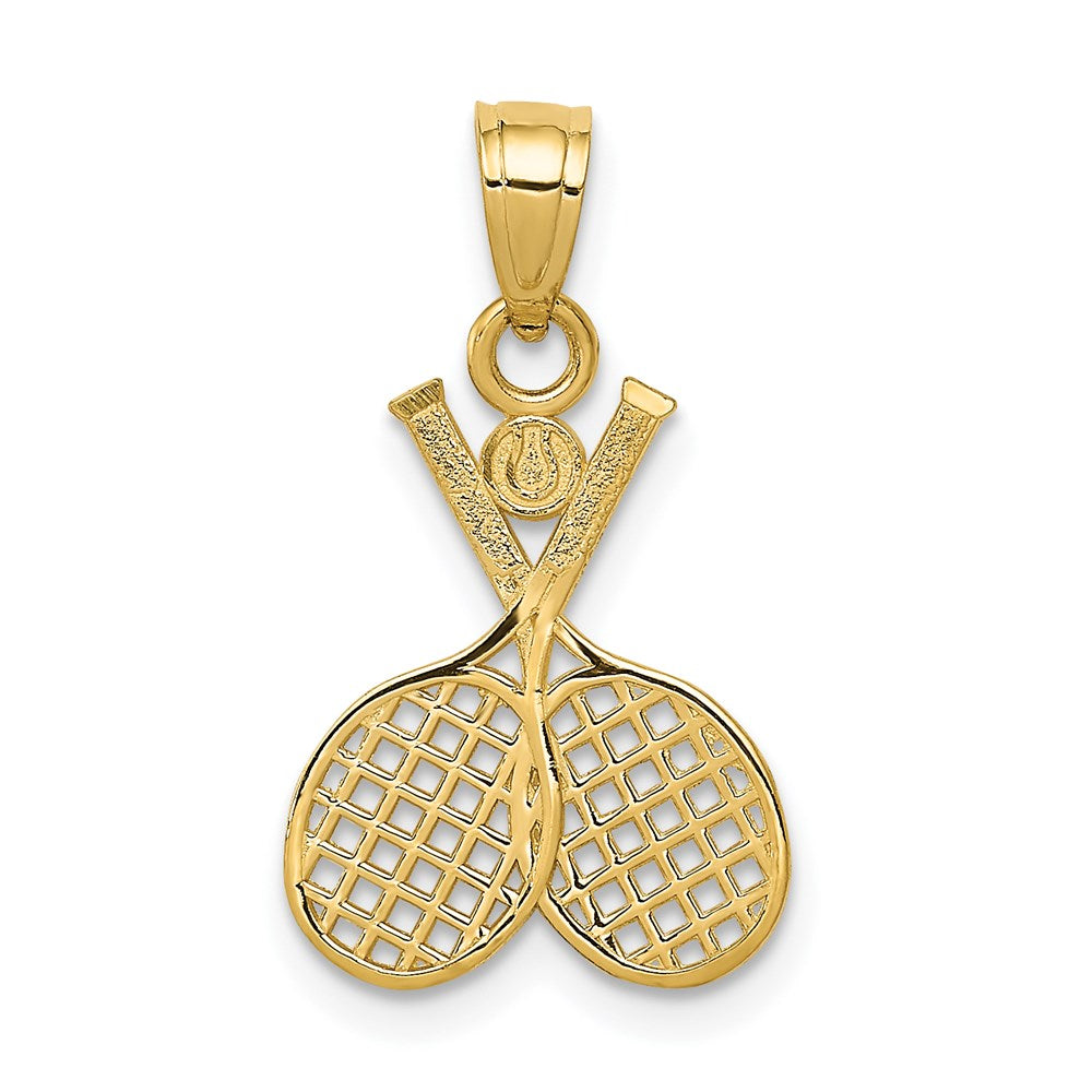 14k Yellow Gold 12 mm Double Tennis Racquet Charm (0.6 grams)