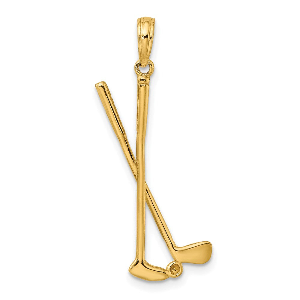 14k Yellow Gold 10.7 mm 3-D Double Golf Clubs with Ball Charm (1.09 grams)