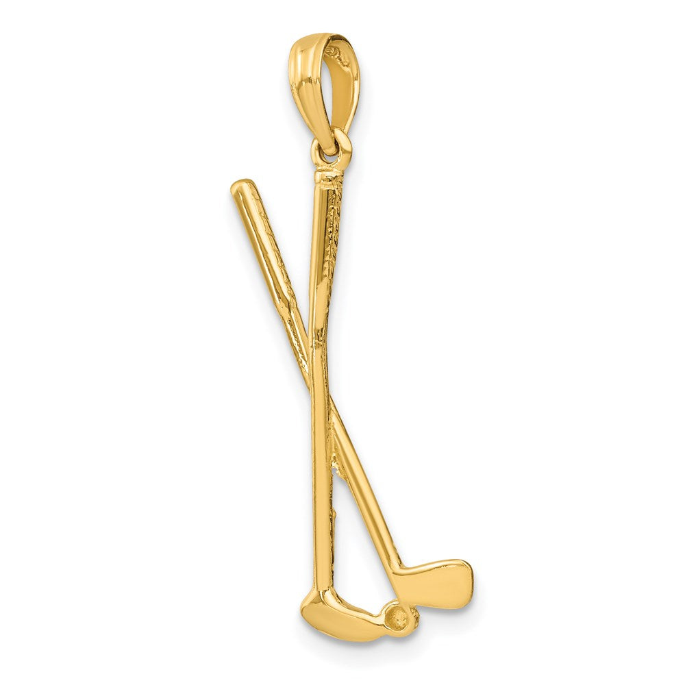 14k Yellow Gold 10.7 mm 3-D Double Golf Clubs with Ball Charm (1.09 grams)