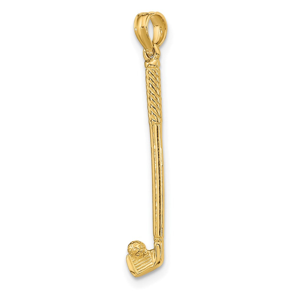 14k Yellow Gold 5.1 mm 3-D Single Golf Club with Ball Charm (0.89 grams)