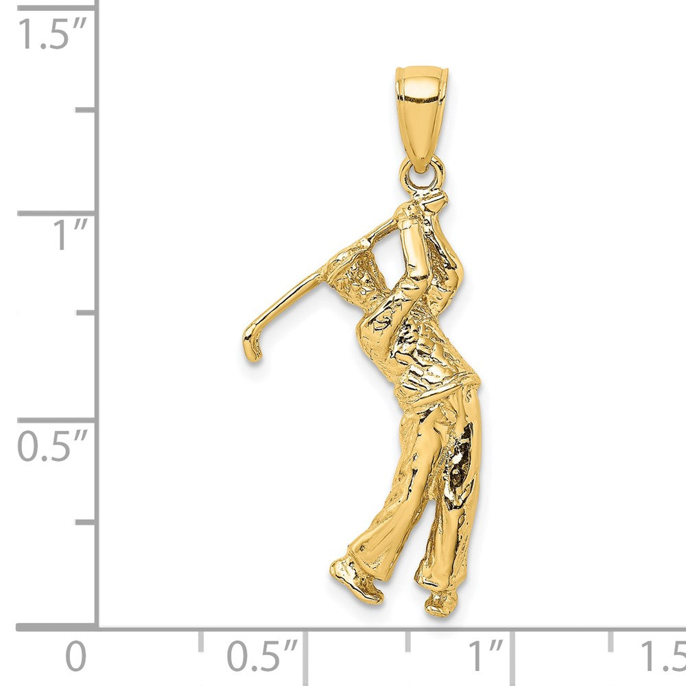 14k Yellow Gold 15 mm 3-D Golfer in Swing Charm (4.58 grams)