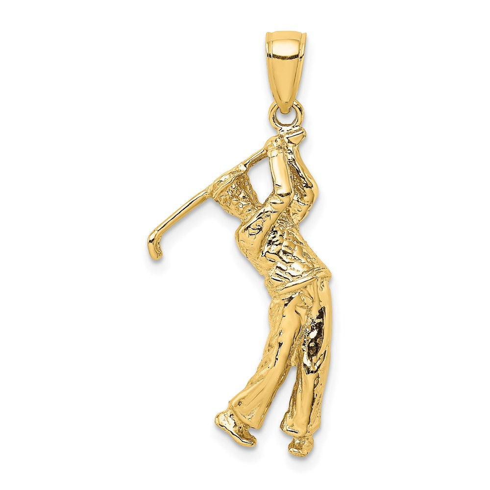 14k Yellow Gold 15 mm 3-D Golfer in Swing Charm (4.58 grams)