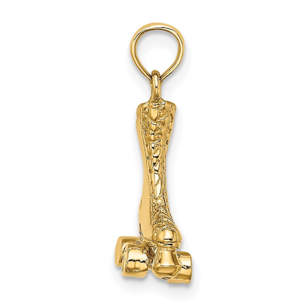 14k Yellow Gold 11.85 mm 3-D Roller Skate Charm (2.22 grams)