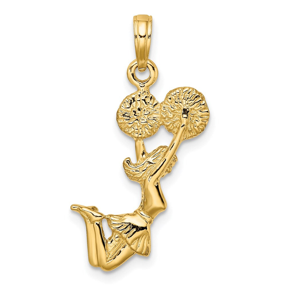 14k Yellow Gold 10.1 mm 3-D Jumping Cheerleader Charm (2.23 grams)