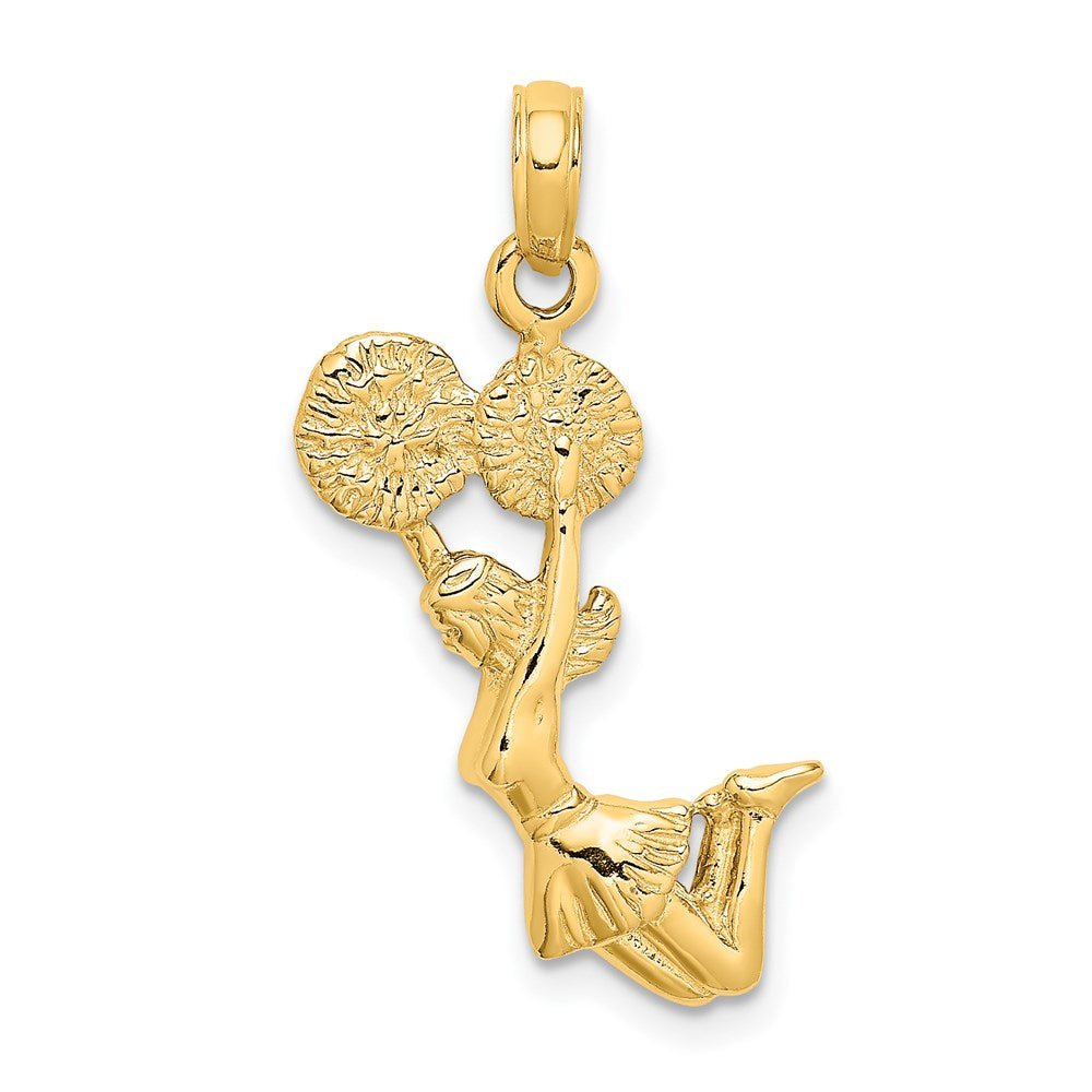 14k Yellow Gold 10.1 mm 3-D Jumping Cheerleader Charm (2.23 grams)