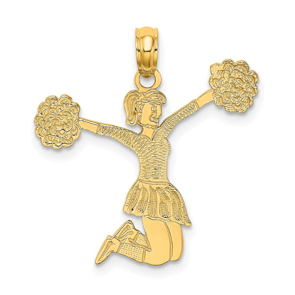 14k Yellow Gold 33 mm Cheerleader Jumping with Pom-Pom's Charm (1.36 grams)