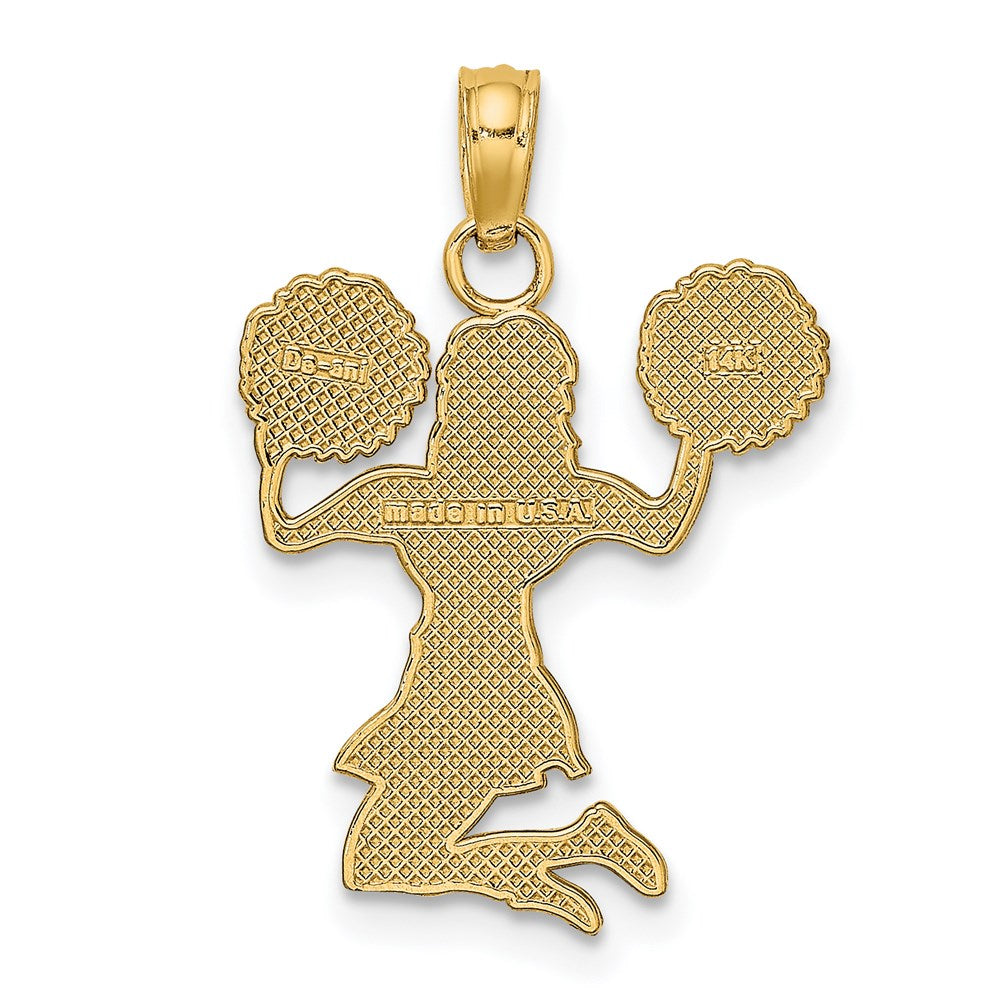 14k Yellow Gold 15.8 mm Cheerleader Jumping with Pom-Pom's Charm (1.14 grams)