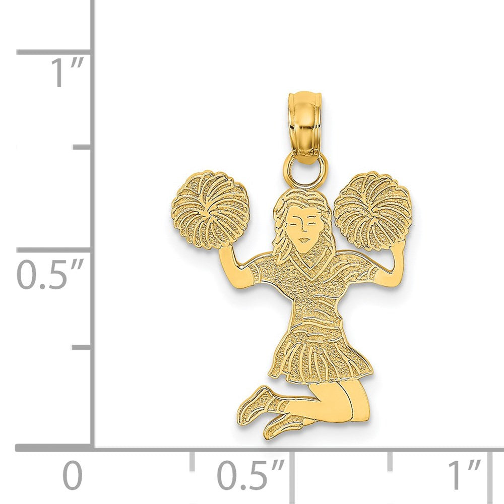 14k Yellow Gold 15.8 mm Cheerleader Jumping with Pom-Pom's Charm (1.14 grams)