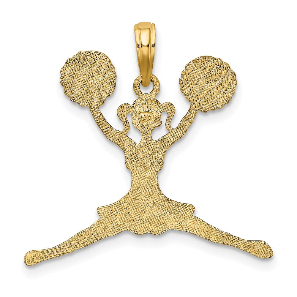14k Yellow Gold 25.9 mm Cheerleader Jumping with Pom-Poms Charm (1.3 grams)