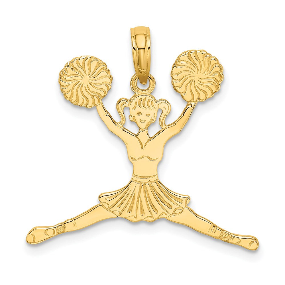 14k Yellow Gold 25.9 mm Cheerleader Jumping with Pom-Poms Charm (1.3 grams)