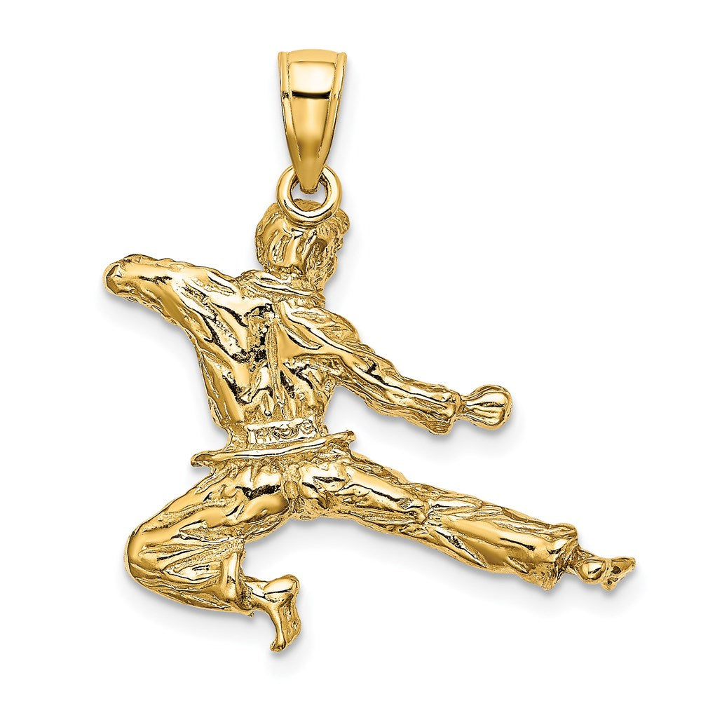 14k Yellow Gold 24 mm 3-D Male Karate Pendant (5.39 grams)