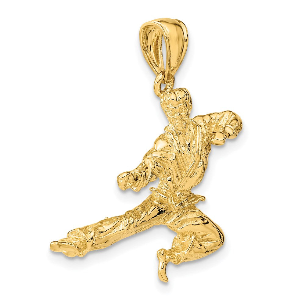 14k Yellow Gold 24 mm 3-D Male Karate Pendant (5.39 grams)