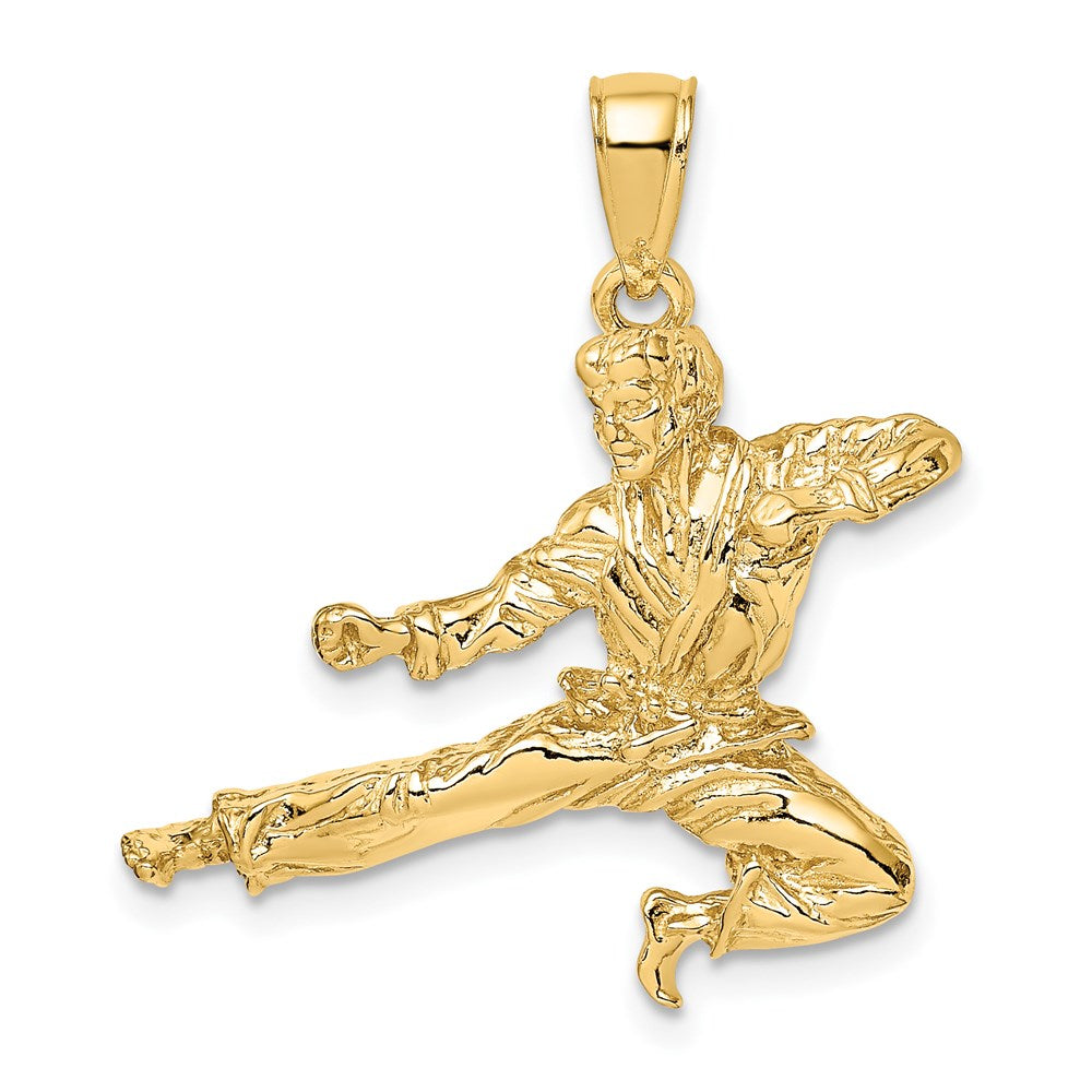 14k Yellow Gold 24 mm 3-D Male Karate Pendant (5.39 grams)